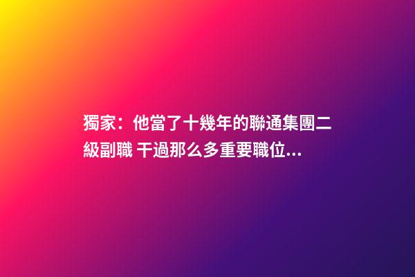 獨家：他當了十幾年的聯通集團二級副職 干過那么多重要職位如今所在子公司名字大氣-第1張-公司起名-玄機派